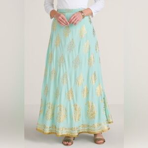 Soft Surroundings Savita Maxi Skirt Traveling Paisley Aqua Medium Petite